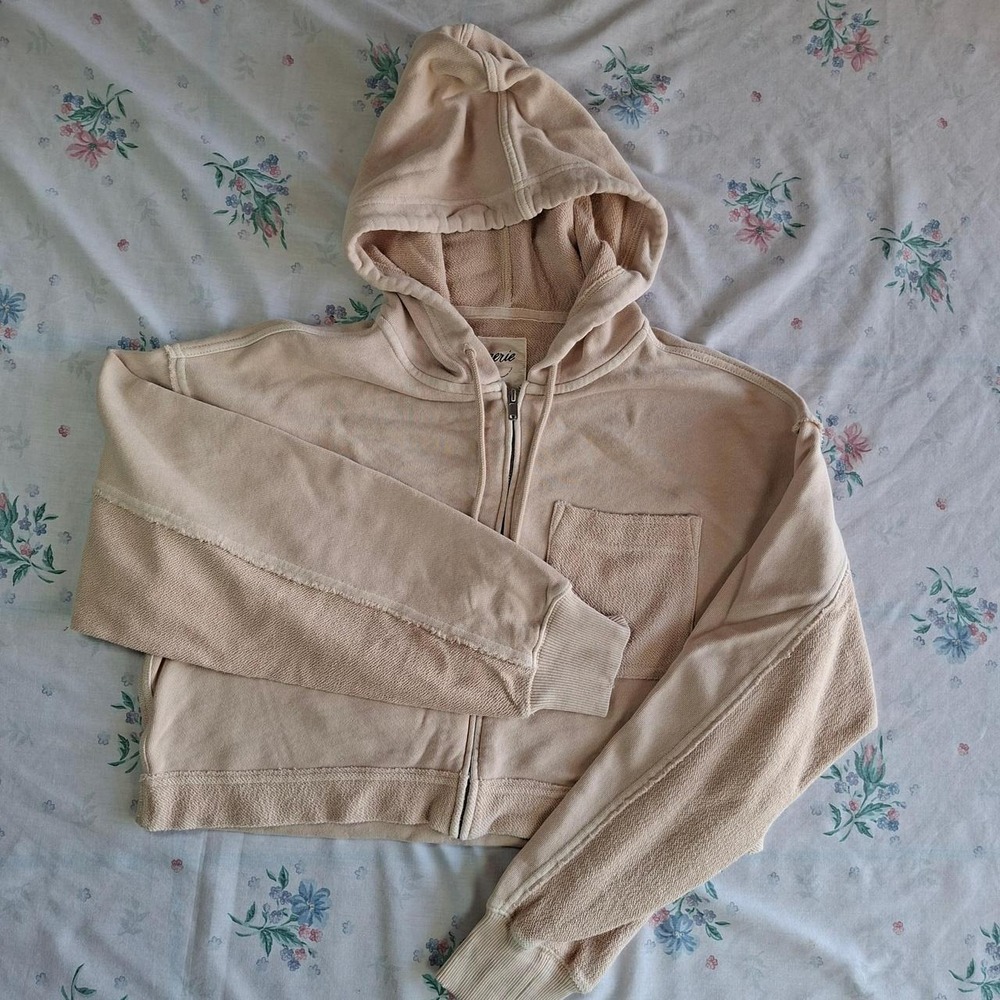 Aerie Cropped Cozy Terry Zip-Up Hoodie